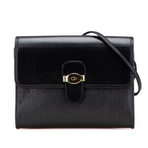 Dior logo shoulder bag black leather